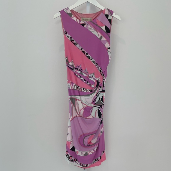 EMILIO PUCCI PINK MULTI PRINT DRESS MODEL 41RL15 SIZE IT 44 / US 10 NWTS! - Picture 5 of 17